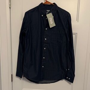 Minimum Dark Blue Casual Button Down Shirt